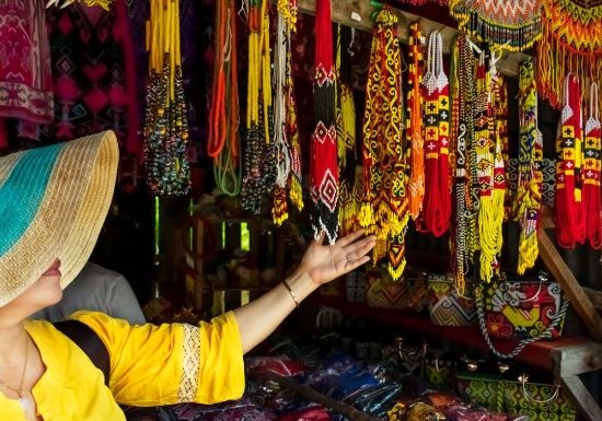 Detailed traditional beadwork from Borneo